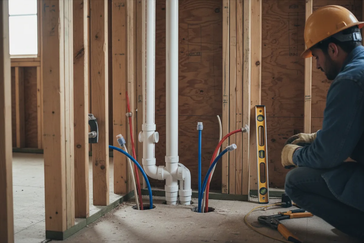 Drain and supply rough-in during Leak Detection in North Lewisburg