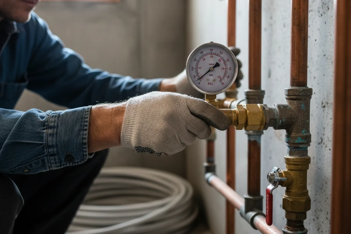 Pressure testing a repaired line during Water Line Repair in North Lewisburg